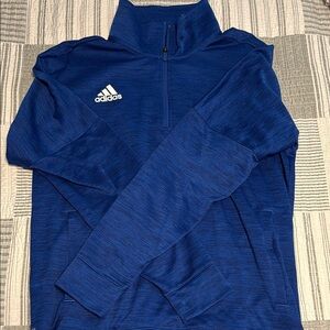 Adidas Blue Zip Up Sweater with High Collar